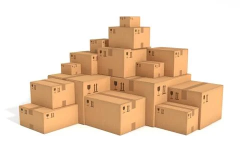 Stacks of cardboard boxes 库存插图