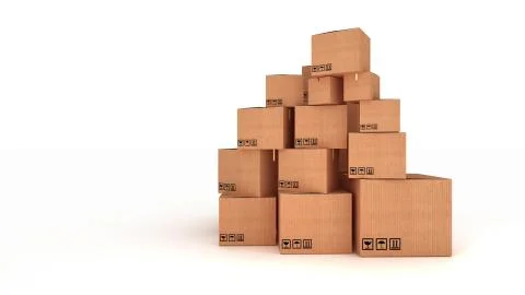 Stacks of cardboard boxes isolated on white background 스톡 일러스트