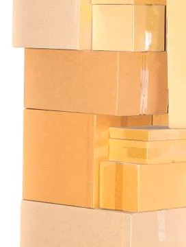 Stacks of cardboard boxes isolated on white background Foto stock
