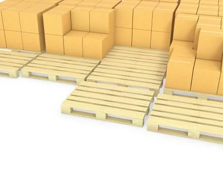 Stacks of cardboard boxes on a pallets Stock-Illustration