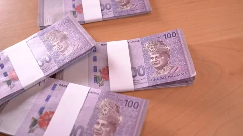 Stacks on Cash on the Table 2 Stock Footage 292945410