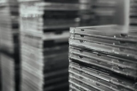 Stacks of CDs and DVDs 写真素材