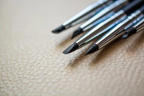 Stacks for clay modelling. Tools with rubber tips. Selective focus. Stock Photos