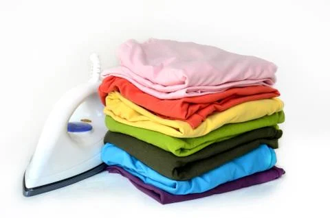 Stacks clothes with iron Stock Photos