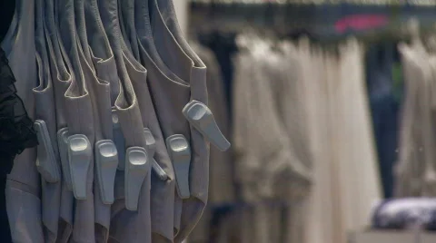 Stacks of clothes in a store Video stock 744507