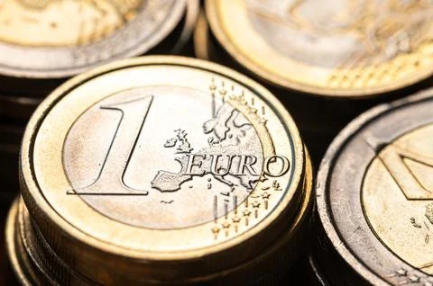 Stacks of coins close together. Stock Photos