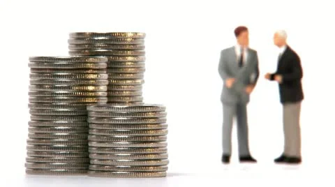 Stacks of coins decreasing Video stock 11285331