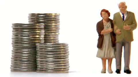 Stacks of coins decreasing Video stock 11285333