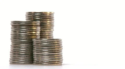 Stacks of coins decreasing 库存影片 11285340