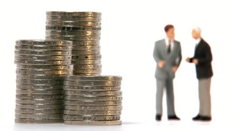 Stacks of coins decreasing Video stock 11285368