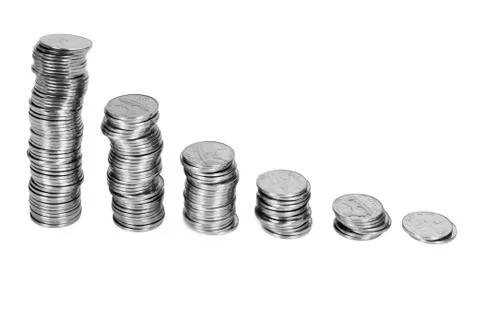 Stacks of coins in decreasing order 写真素材