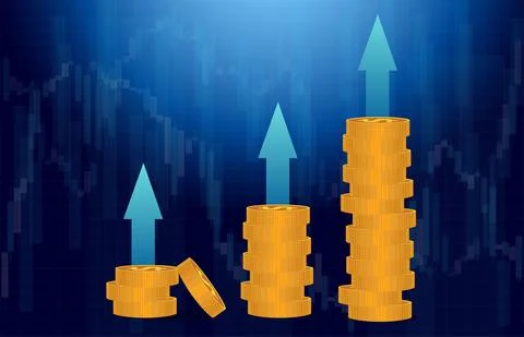 Stacks of coins. Stock vector. Graphs and stylized tables for backgrounds Stock Illustration