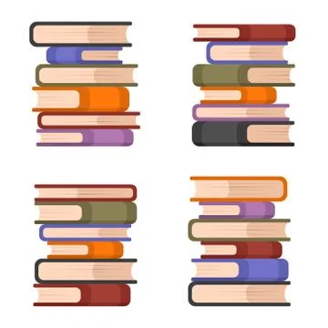 Stacks of Colorful Books Set. Vector Illustrazione stock