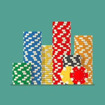 Stacks colorful poker chips Stock Illustration