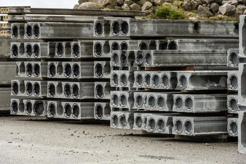 Stacks of concrete building elements. Stock-Fotos