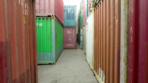 Stacks of containers in Sunda Kelapa harbor Stock Footage 80207370