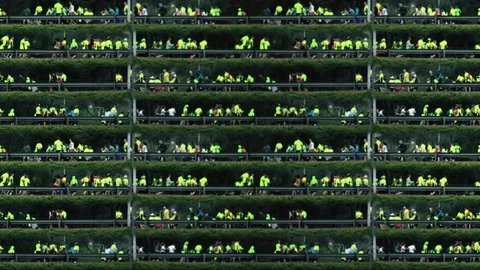 Stacks of Crowds of People Running Marathon Stock Footage 105614230