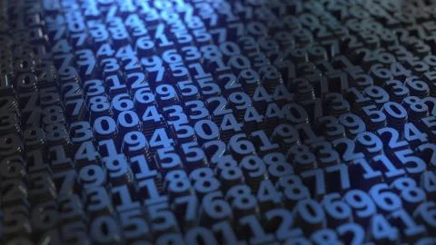 Stacks of different blue numbers, conceptual 3D rendering Ilustração Stock