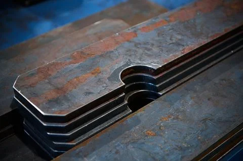 Stacks of different shape workpieces for detail making Foto stock
