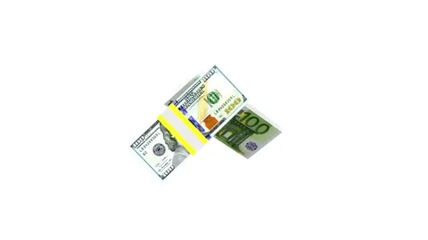Stacks of dollar and euro banknotes spinning, 3D animation Stock Footage 334949890
