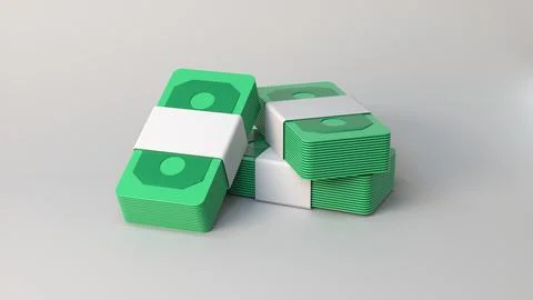 Stacks of Dollar Bills Icon. Saving Money Concept. 3D Render. Stock Illustration