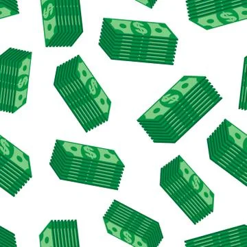 Stacks dollar cash seamless pattern background. Business flat vector illustra Illustrazione stock
