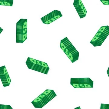 Stacks dollar cash seamless pattern background. Business flat vector illustra Stock Illustration