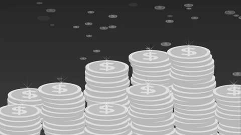 Stacks of dollar coins with sparkles animation 動画素材 335113712