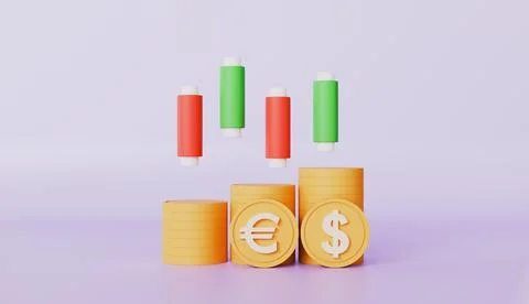 Stacks of Dollar with Trend Graph Stock Illustration
