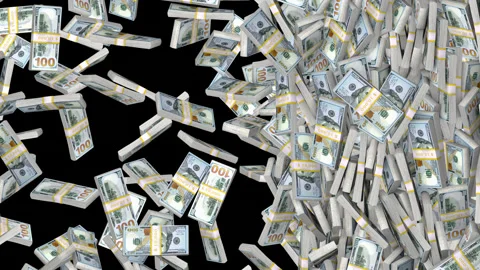 Stacks of dollars falling Stock-Footage 168405687