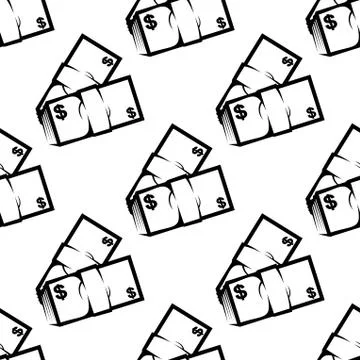 Stacks of dollars seamless pattern Illustrazione stock
