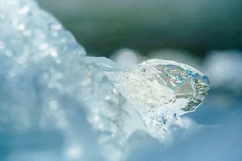 Stacks of drift ice piled up against the dutch coast with crystal clear sunli Stock Photos