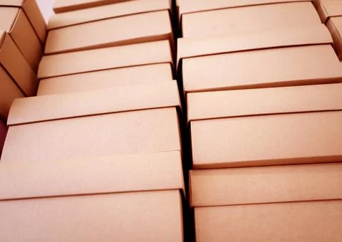 Stacks of empty cardboard boxes in the gift shop 写真素材