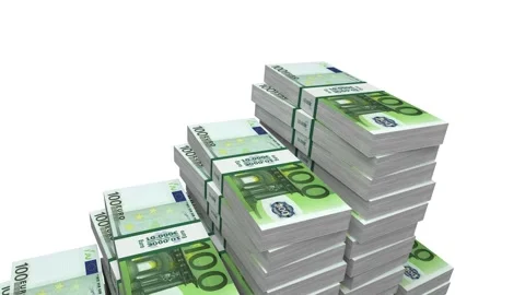 Stacks of euros increasing in a 3D animation Stock Footage 241634847