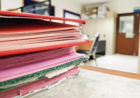 Stacks of Folder document and paper document,office background. Foto stock