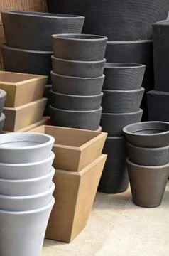 Stacks of garden planters Stock Photos