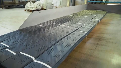 Stacks of geogrid in the plant. Stock-Footage 84241403
