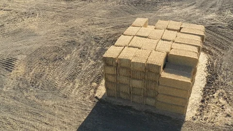 Stacks of hay from above Stock Footage 113031156