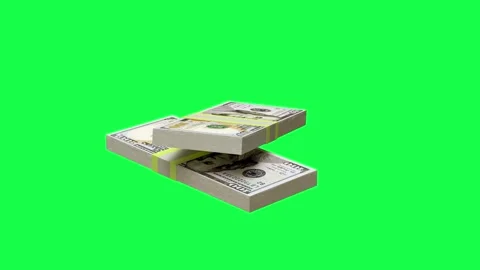 Stacks of hundred dollar bills spin on a green screen. Видео 334466899