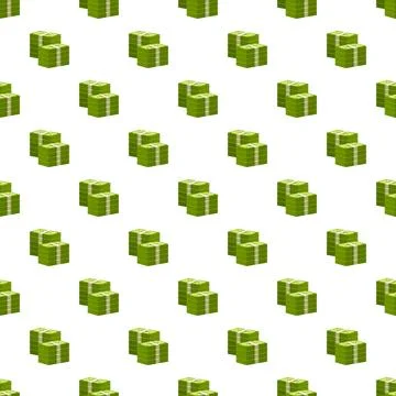 Stacks of money forming seamless pattern on white Stock Illustration