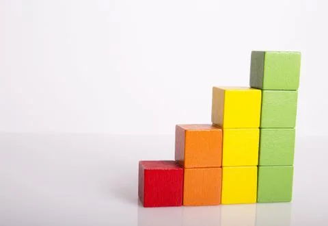 Stacks of multicolored toy blocks Stock Photos