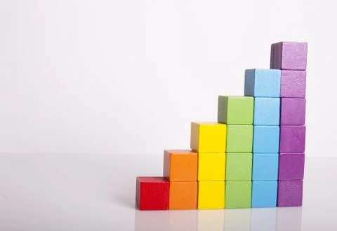 Stacks of multicolored toy blocks Stock Photos