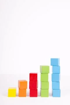 Stacks of multicolored toy blocks Stock Photos