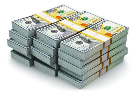 Stacks of new 100 US dollar banknotes 스톡 사진