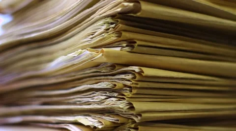 Stacks of old documentation close up Stock Footage 52235423