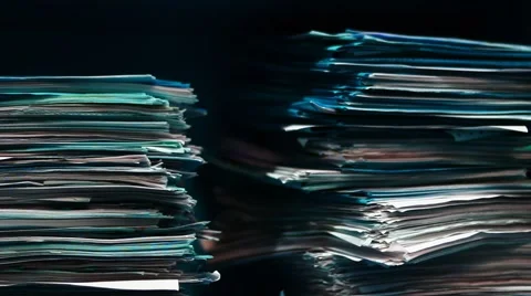 Stacks of old papers and files in the archive Stock Footage 53021478
