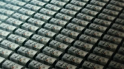 Stacks of one hundred dollars bills. Stock Footage 265177105