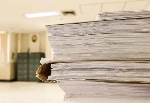 Stacks of paper document on office background Foto stock