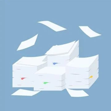 Stacks of paper documents for design on blue, stock vector illustration Stock Illustration