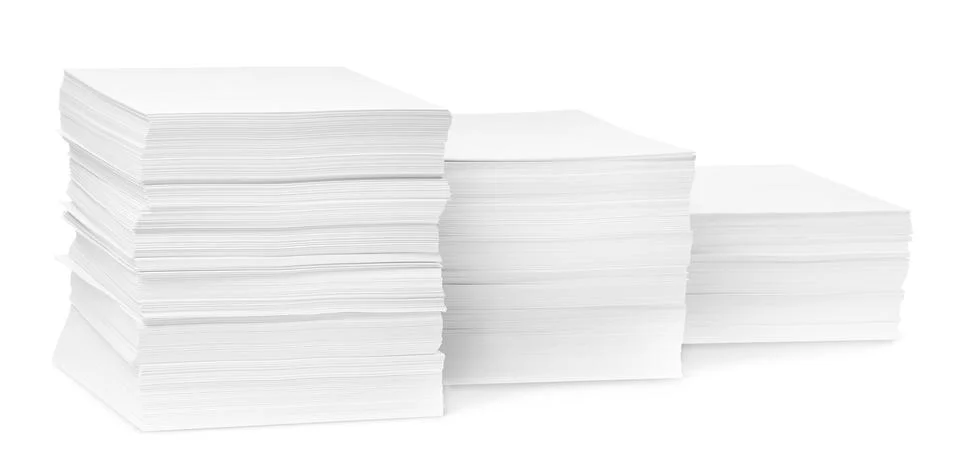 Stacks of paper sheets on white background Stock Photos